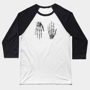 Double Hand Skeletal Diagram - Vintage Anatomy Baseball T-Shirt